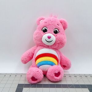 Care Bears Cheer Bear Plush Rainbow Hot Pink Hearts 16 Inch 2020 Embroidered Eye